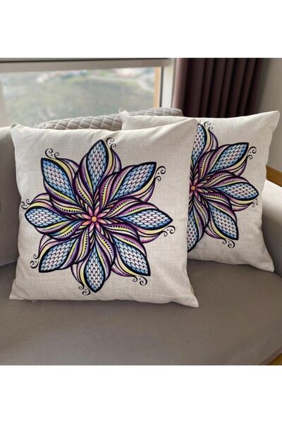 Palmia Home Mandala Desenli Çift Taraflı Dekoratif 2'li Minder Kılıfı Seti 60...