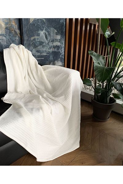 Lucy and Home Husă TV Jacquard, 100% bumbac, alb, aruncă 120x170cm