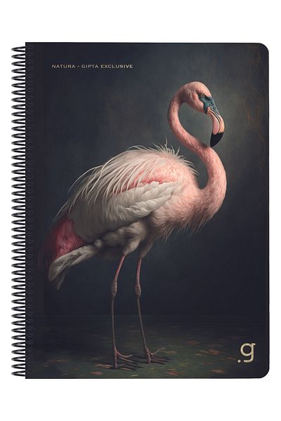 Gıpta Natura Spiraled Leaf Striped Cardboard Cover - 17x24 80 Notebook