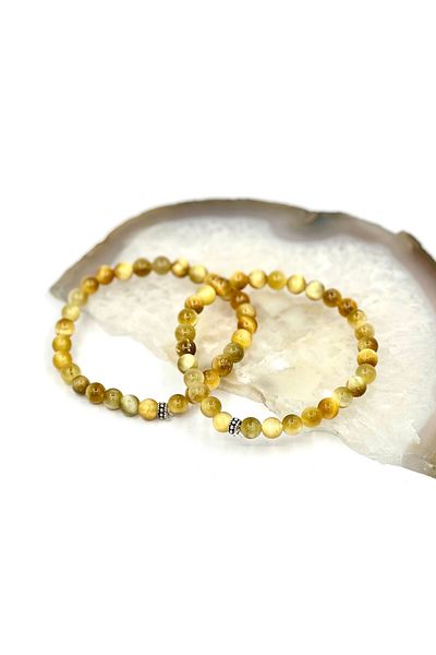 GÜMÜŞ VE TAŞ EVİ 6mm Yellow Tiger Eye Bracelet
