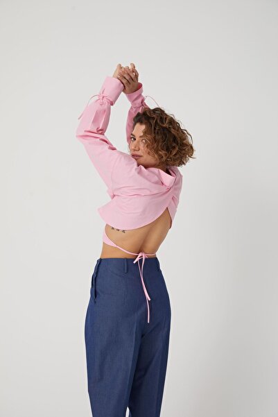 Charm in Urban Pembe Anvelop Crop Gömlek