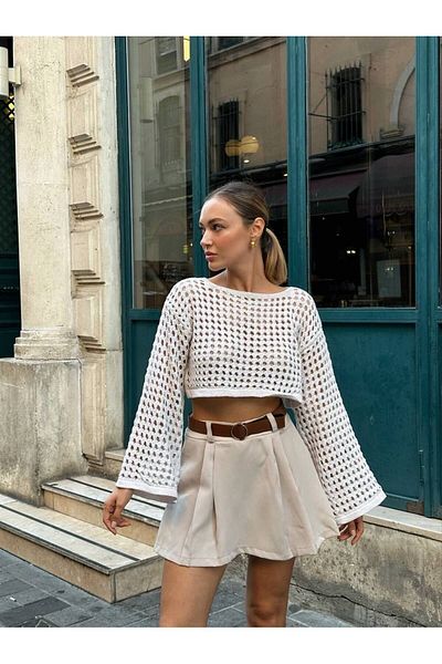 Nika Fashion Pulover cu detaliu din plasă