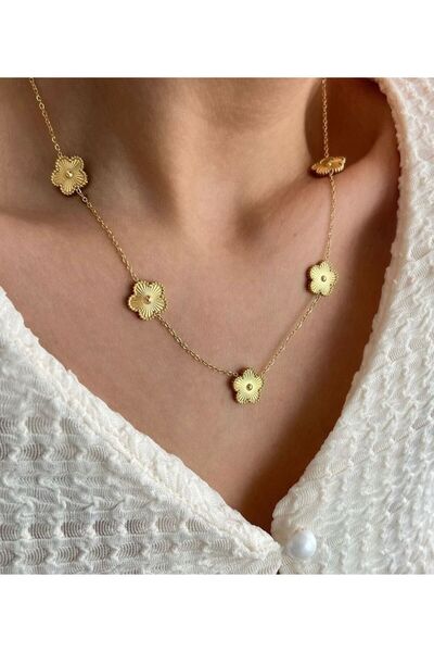 kems jewels Çelik Van Cleef Yonca Model Kolye