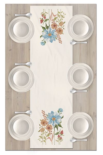 Bertille Home Flower Series 140x40 Cm Digital Printed Runner