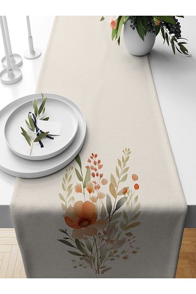 Bertille Home Flower Series 140x40 Cm Digital Printed Runner