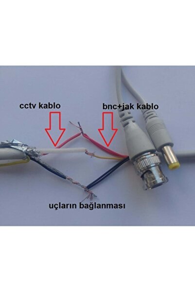 Genel Markalar 10 Adet Hazır Bnc + Dc Power Jak Konnektör Cctv Ahd Tvı Y Kablo
