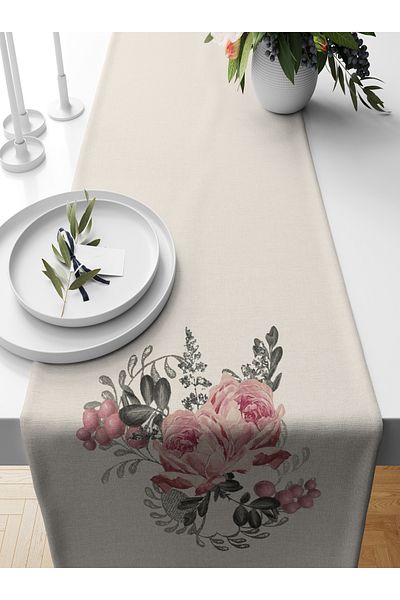Bertille Home Flower Series 140x40 Cm Digital Printed Runner