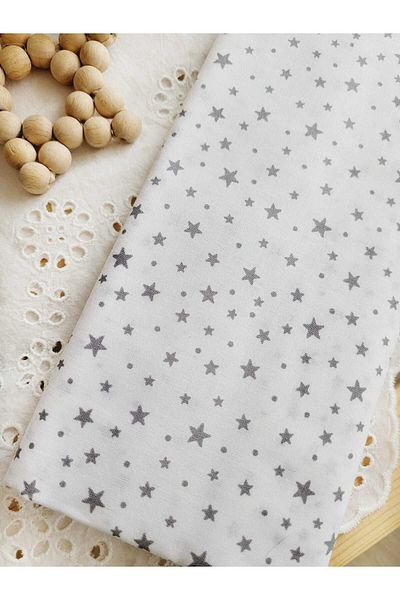ilmekhobievi Poplin Fabric Gray Starry 100% Cotton 50X170 cm 1 Piece