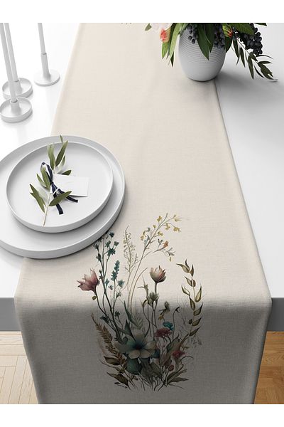 Bertille Home Flower Series 140x40 Cm Digital Printed Runner