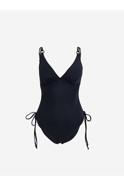LC Waikiki LCW Strappy Shiny Look Damen-Badeanzug mit V-Ausschnitt – UV-Schutz
