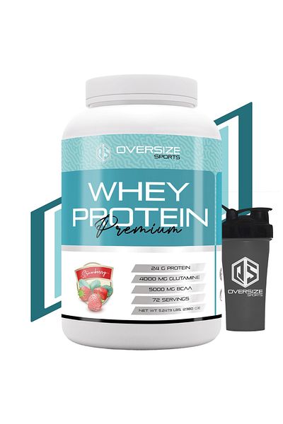 Oversize Sports Premium Whey Protein - Strawberry 2380g, 72 Servings