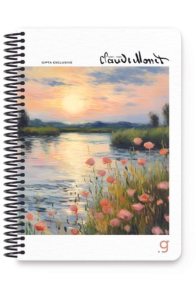 Gıpta Monet Spiral Notebook - 17x24 Leaf Checkered, Hard Cover