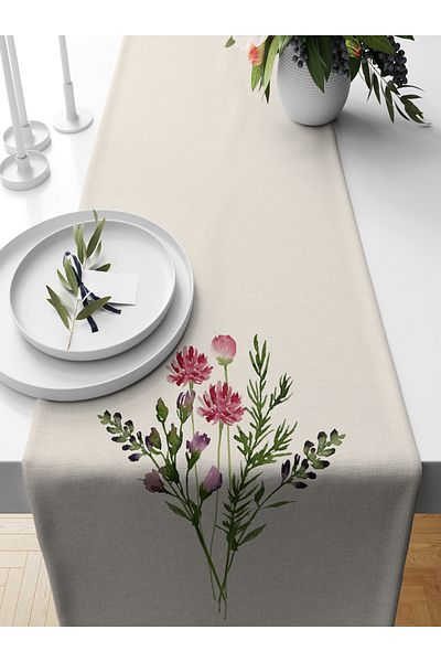 Bertille Home Σειρά λουλουδιών 140x40 cm Digital Printed Runner