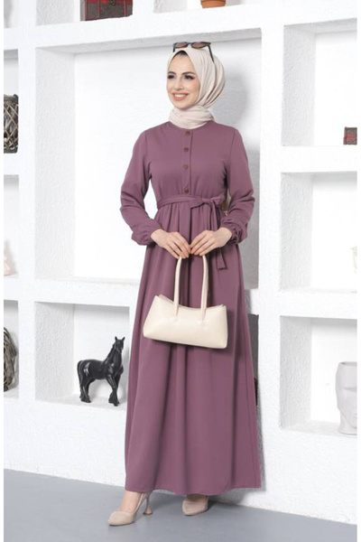 sefamerve فستان أرجواني بحزام - 7979-07