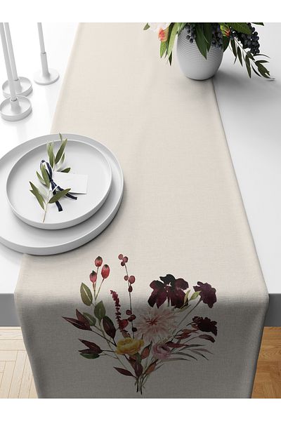 Bertille Home Flower Series 140x40 Cm Digital Printed Runner