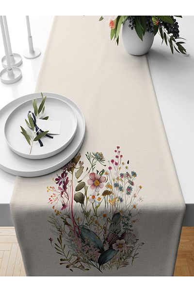 Bertille Home Flower Series 140x40 Cm Digital Printed Runner