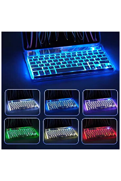 corcishop iPad Mini 6.Nesil 8.3'' 2021  Uyumlu Bluetoothlu Klavye Rgb Işıklı Türkçe