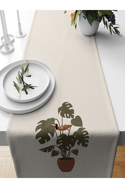Bertille Home Series 140x40 Cm Digital Printed Minimalist Runner