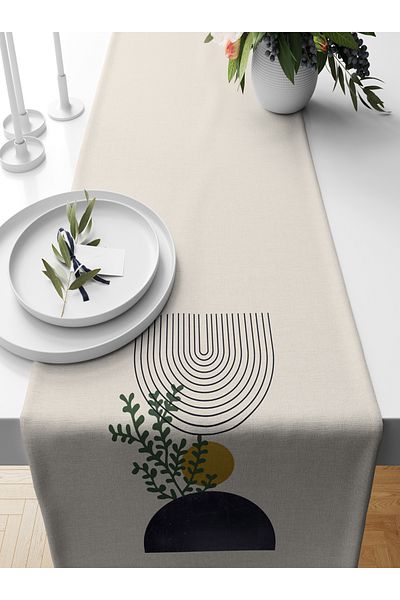 Bertille Home Series 140x40 Cm Digital Printed Minimalist Runner