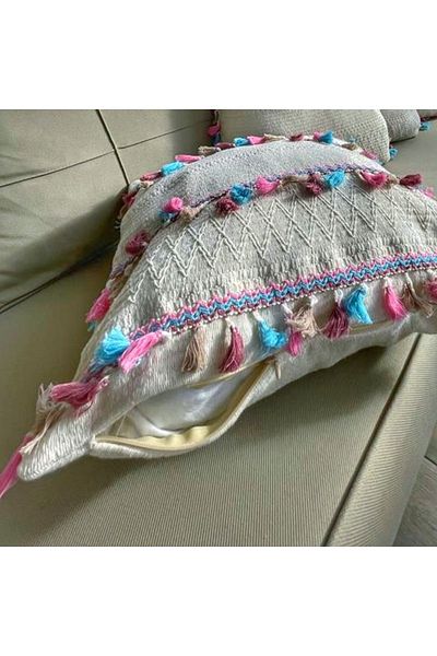 nonamino Set of 2 cotton knitted lace knitted zippered cushions