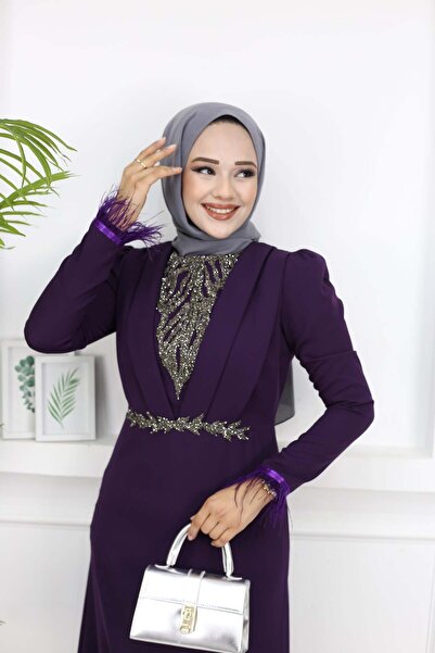 marwella Havva Tesettür Abiye   - Mürdüm