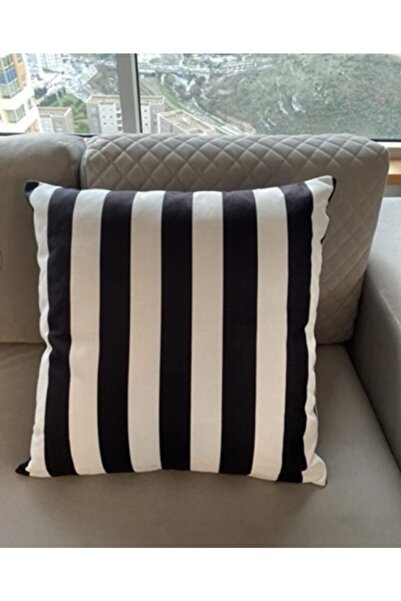 Palmia Home Siyah Beyaz Çizgili Çift Taraflı Dekoratif Minder Kılıfı 60 X 60 Cm