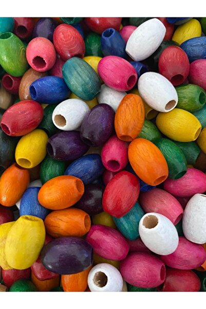 312 KONSEPT 50 bucăți margele cilindrice din lemn colorate 10x18 mm 50 bucăți