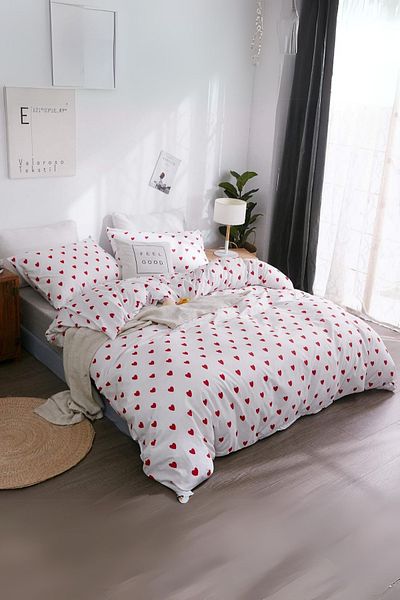 Valoroso Tekstil Set cuvertură dublă cu model inimă roșie - fără cearșaf