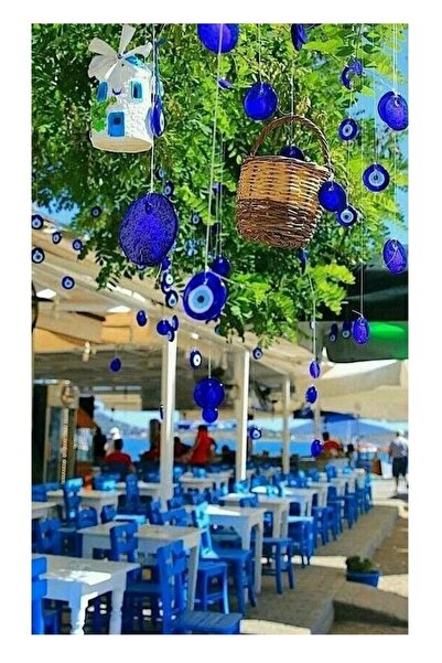 312 KONSEPT 3 bucăți de mărgele de sticlă cu ochi rău de 4 cm și 5 metri de f...