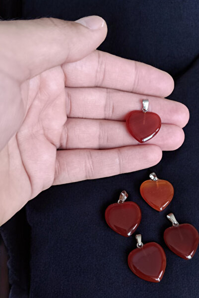 MGA DOĞAL TAŞ Akik Kolye Kalpli Kolye ( 5 Adet ) Hediyelik Eşya Sevgili Kolye Sevgiliye Özel Hediye Kalpli Kolye