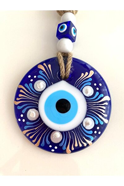 312 KONSEPT 9 см ръчно рисувана декоративна стъклена мънисто с мотив „зло око...