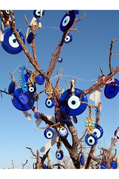 312 KONSEPT 2 قطعة 10 سم ثقب الزجاج عين الشر حبة الجوت حبل شجرة زخرفة الزخرفي...