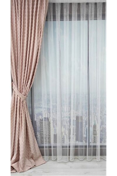 Fon Perde/tek Kanat, Beyaz-pembe, 150x270, 1 Adet