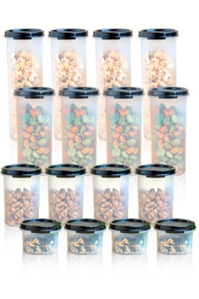Tupperware Set of 16 Oval Round Black