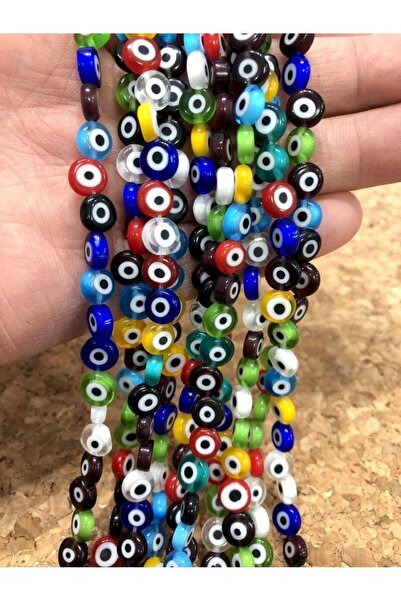 312 KONSEPT خرزة عين الشر الزجاجية المسطحة مقاس 8 مم - سلسلة ألوان متنوعة، 48...