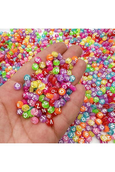 312 KONSEPT 25grams 175Pcs Acrylic Colorful Flat Letter Beads Jewelry Bracelet Necklace