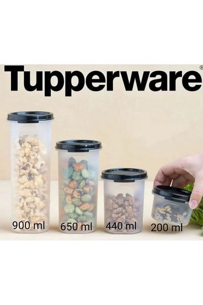 Tupperware Set of 16 Oval Round Black