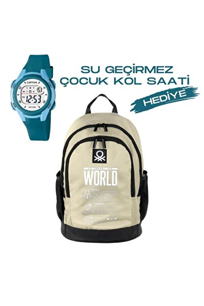 United Colors of Benetton حقيبة مدرسية للأطفال ذات سعة كبيرة من بينيتون - ساع...