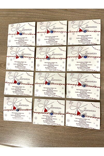 312 KONSEPT 6 Adet Hediyelik Kartlı Marteniçka Dilek Bilekliği, Bahar Habercisi, Nişan Düğün Nedime Bilekliği.