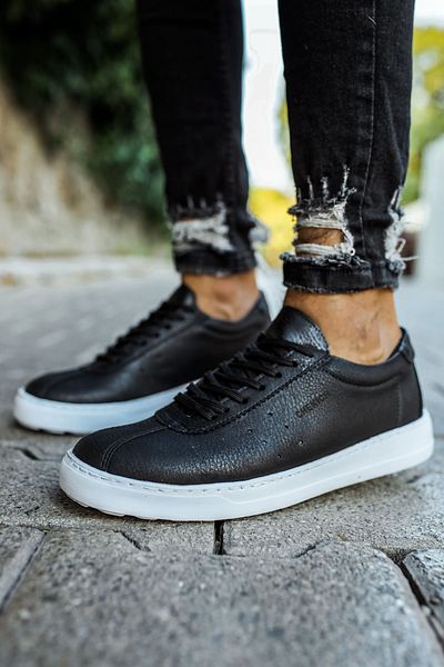 BZ Moda B063 Star-X pantofi cu talpă ortopedică pentru bărbați - piele casual, pantofi sport CBT negri
