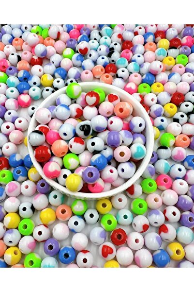 312 KONSEPT 50 bucăți 12 mm mărgele din plastic colorate în formă de inimă, b...