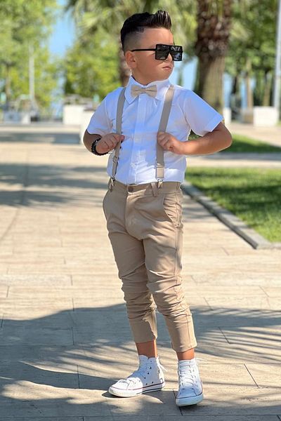 ELAFOR Boys' Set - Including Cotton Shirt, Lycra Gabardine Pants and Bow Strap - Holiday - April 23