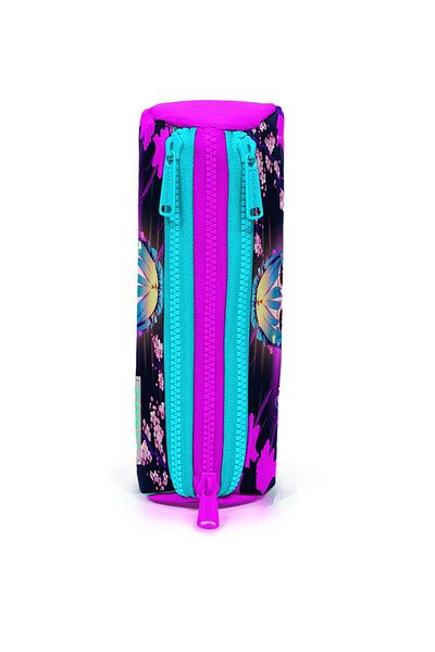 Yaygan Coral High Kids Purple Pink Anime Cat μοτίβο τριών θέσεων τσάντα μολυβιού 22053