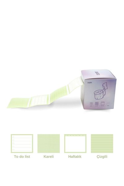Copyder Pastel Green Note Stickers - 250 Pieces, 4 Different Designs, with Adhesive Paper