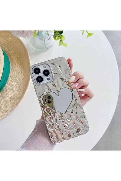 daystar iPhone 11 Compatible Wave Pattern Mirrored Heart Phone Case
