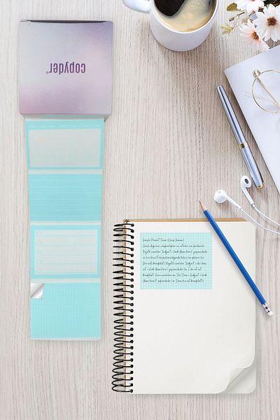 Copyder Pastel Blue Note Stickers - 250 Pieces, 4 Different Designs, Adhesive Paper
