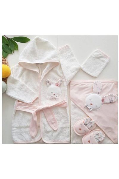 Gaye Bebe Embossed Cute Rabbit Embroidered Towel Bathrobe Set
