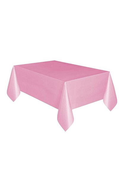 Parti Station Pembe Masa Örtüsü Plastik Tek Kullanımlık Pembe Renk Masa Örtüs...