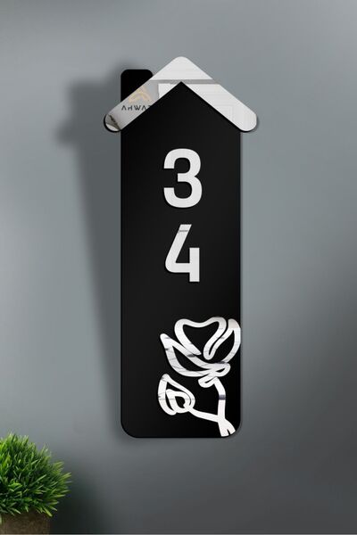 AHWART Ușă decorativă din lemn și plexiglas cu motiv floral - Nr.:34