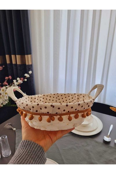 Lider MAGNESİA BREAD BASKET - CREAM Colored Round Design
